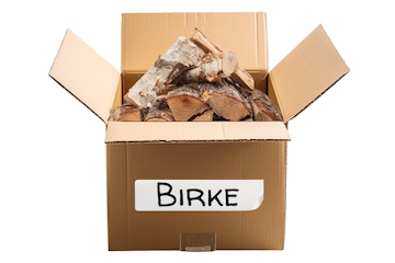 Brennholz im Karton
